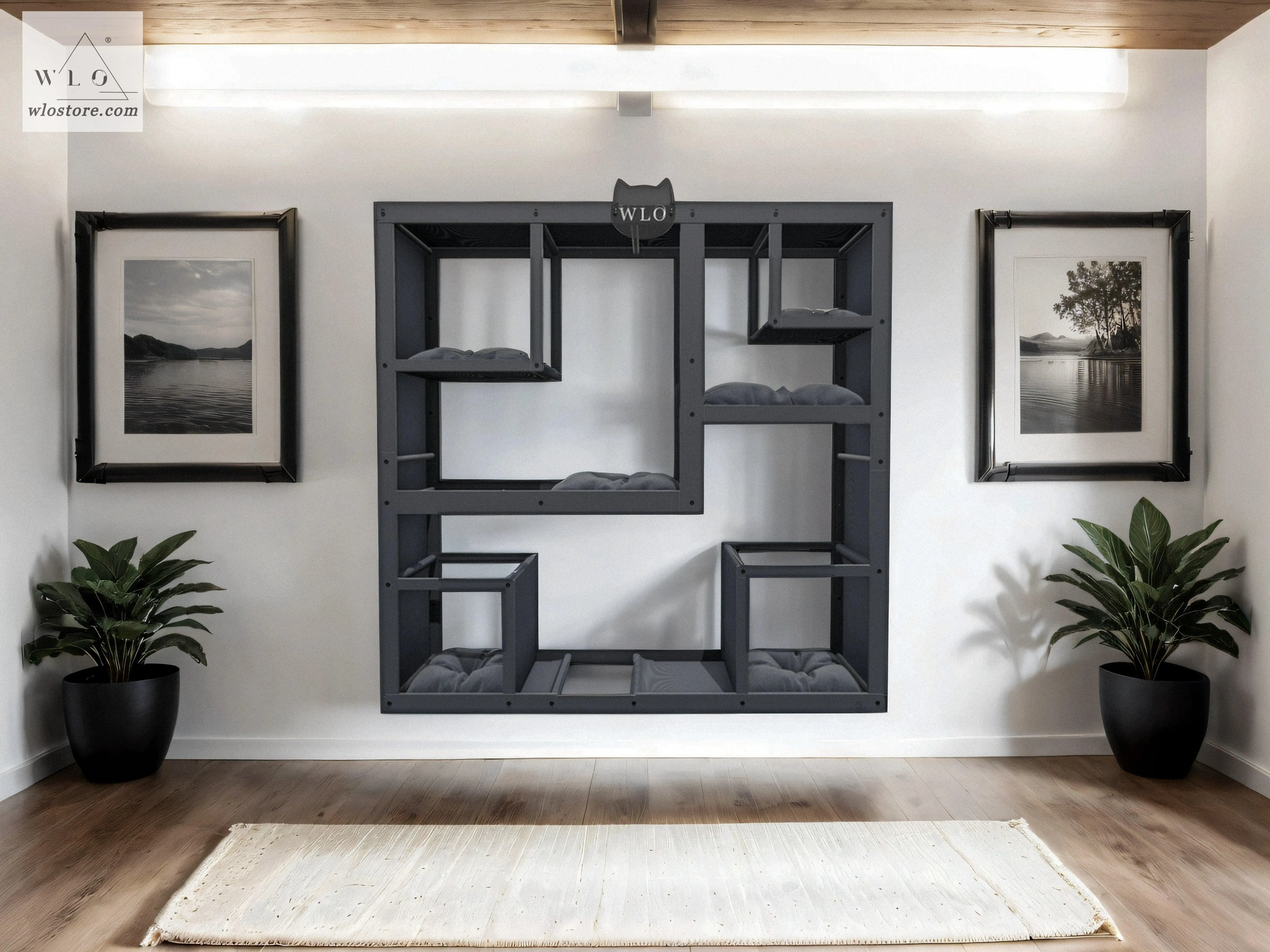 WLO® Gray Square Compact Cat Shelf