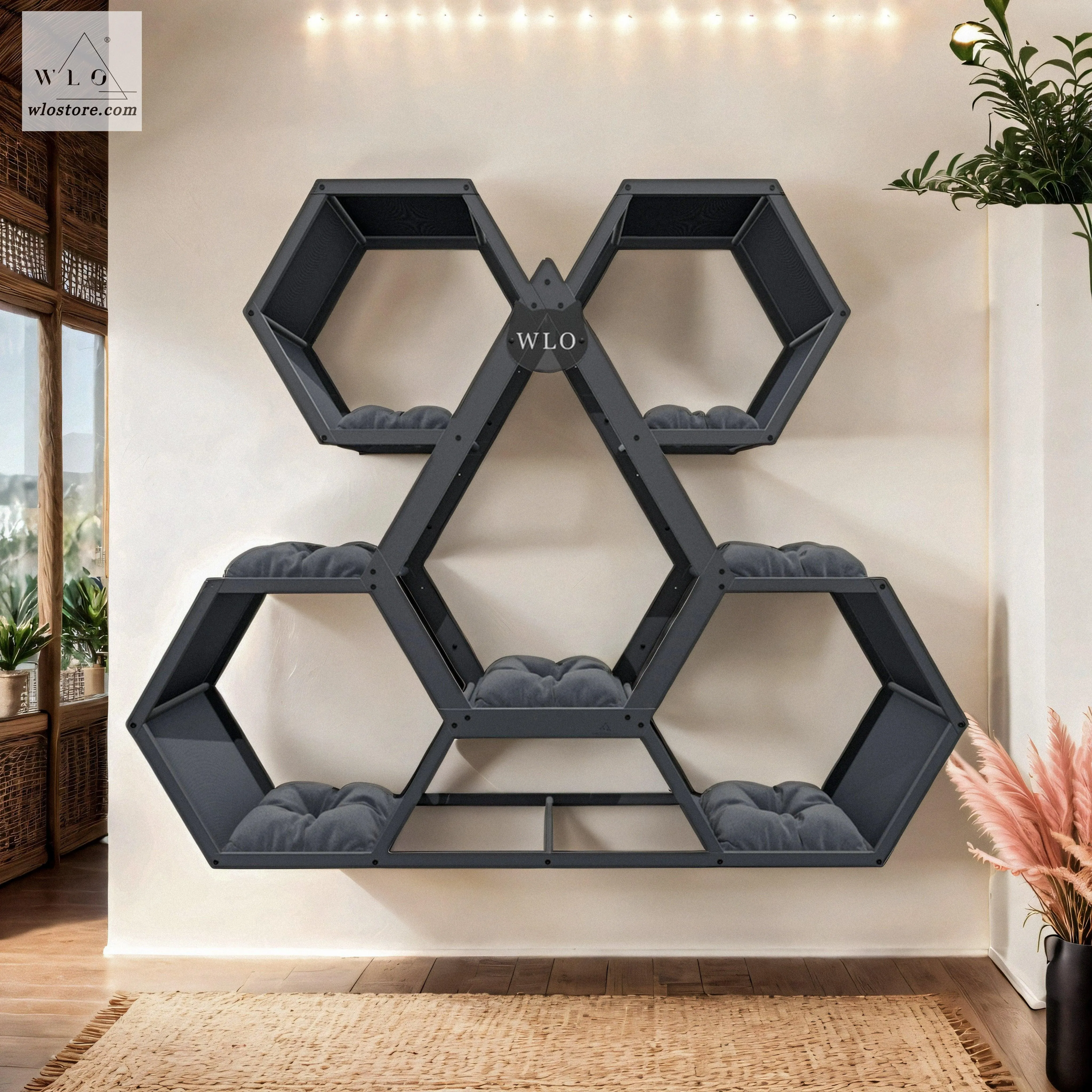 WLO® Gray Teardrop Compact Cat Shelf