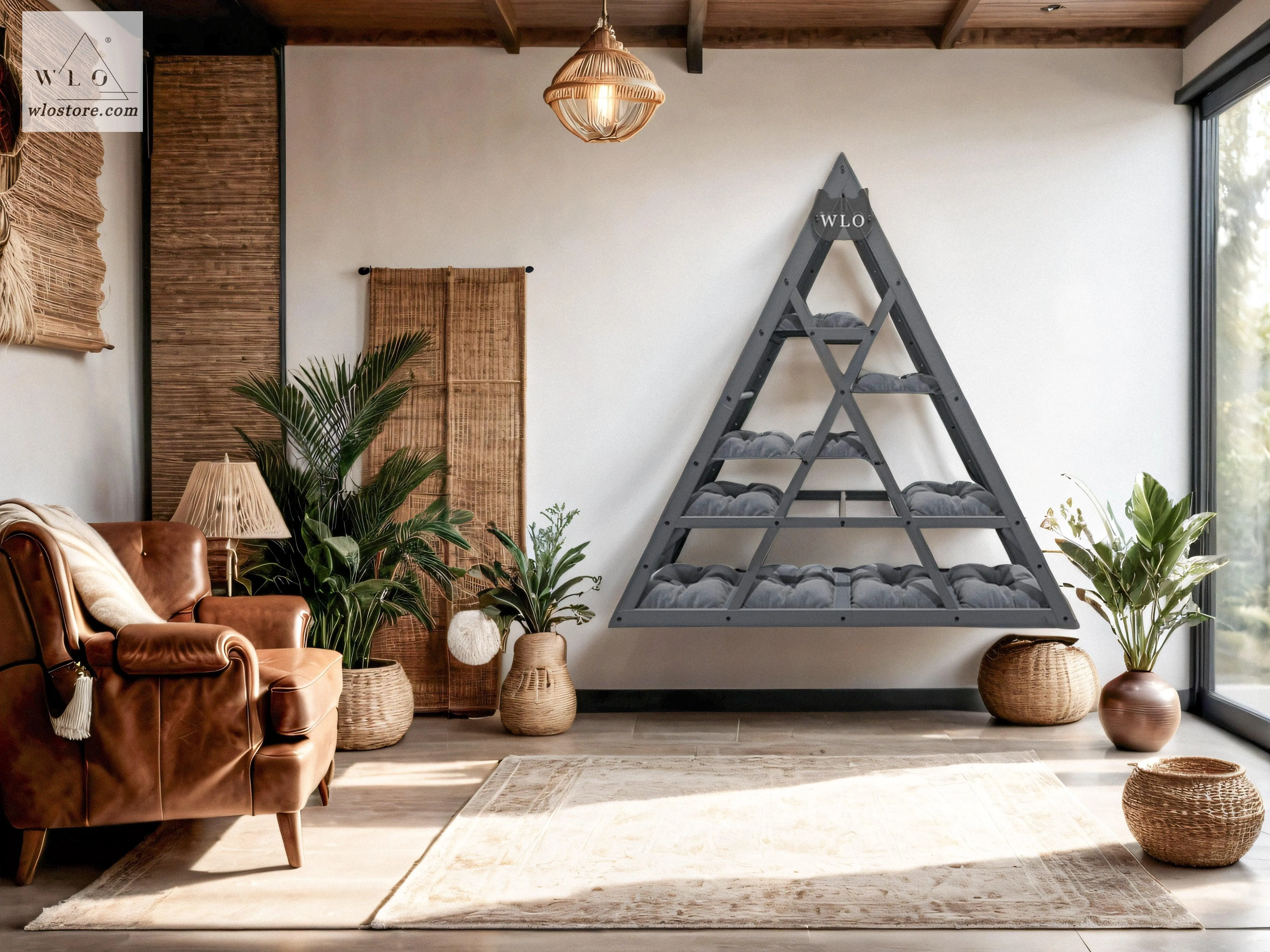 WLO® Gray Triangle Compact Cat Shelf