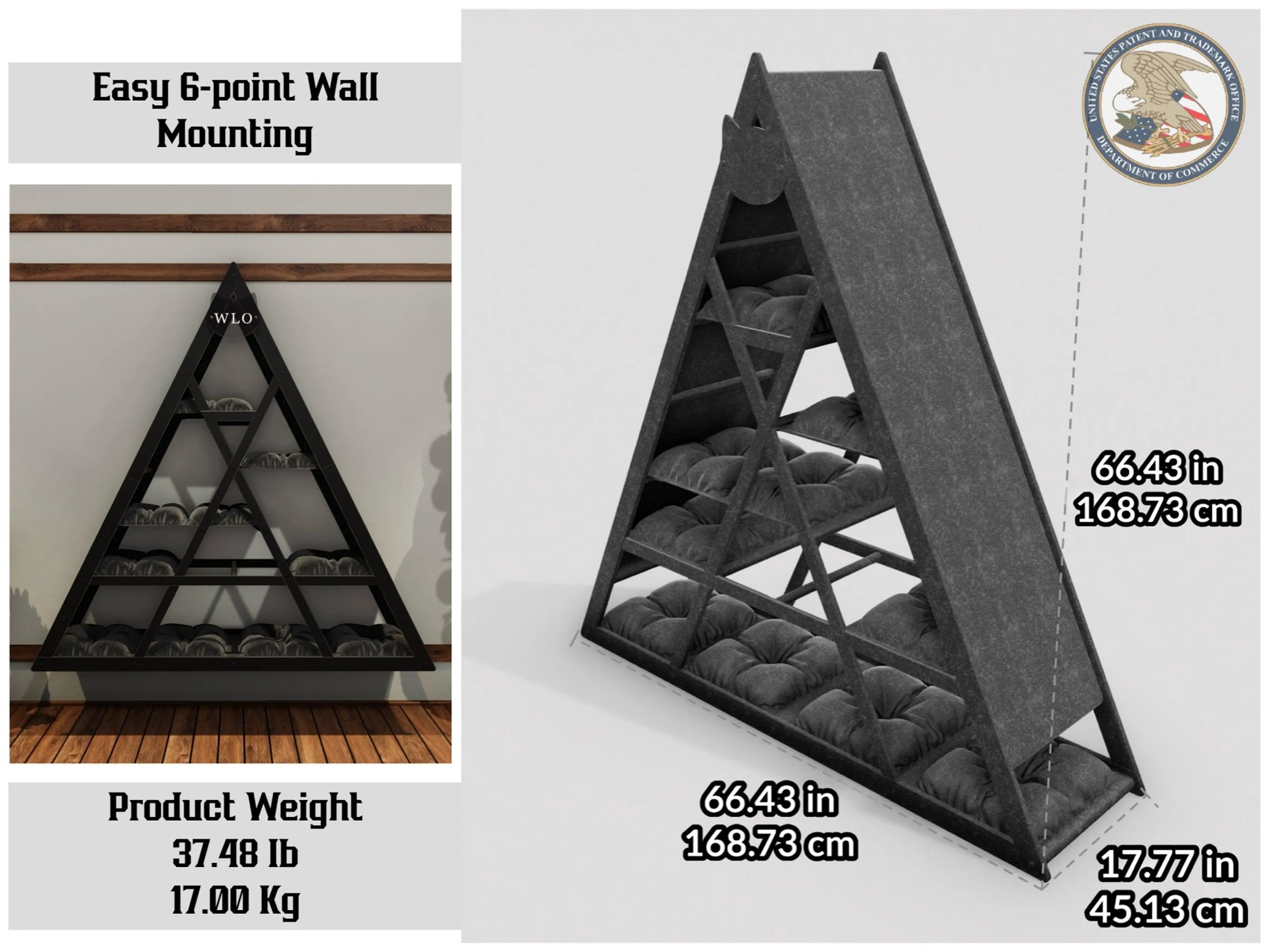 WLO® Gray Triangle Compact Cat Shelf