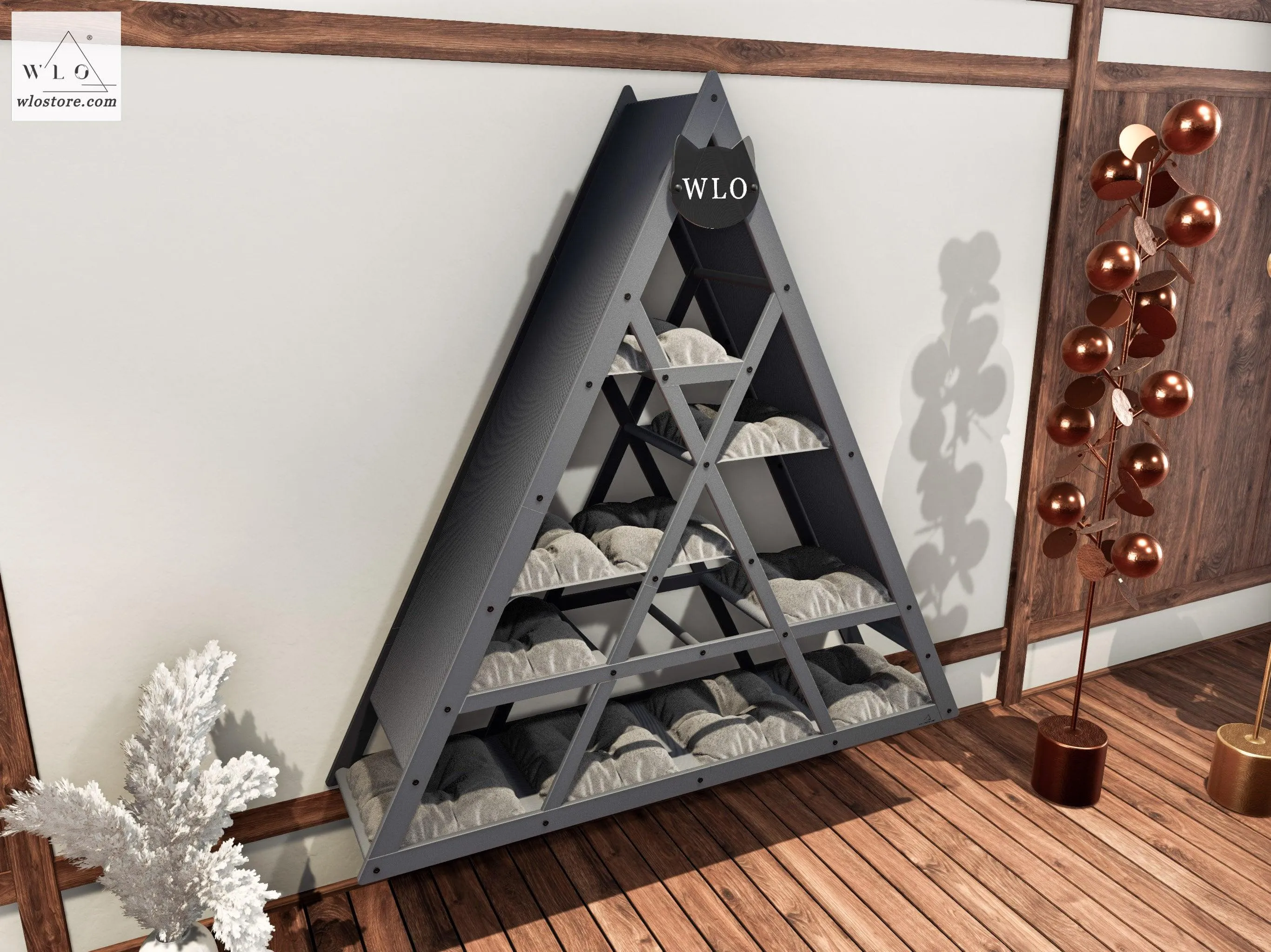 WLO® Gray Triangle Compact Cat Shelf