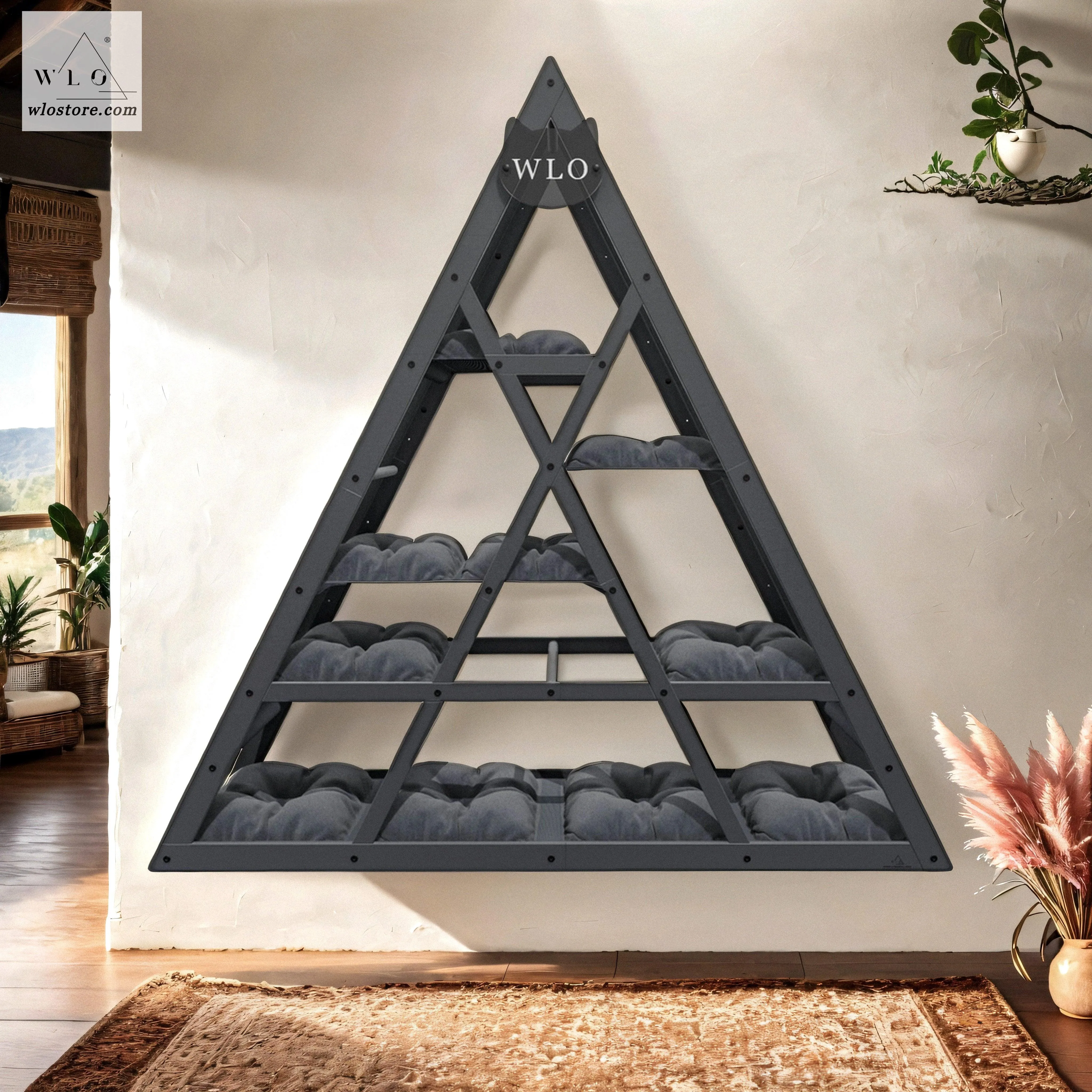 WLO® Gray Triangle Compact Cat Shelf