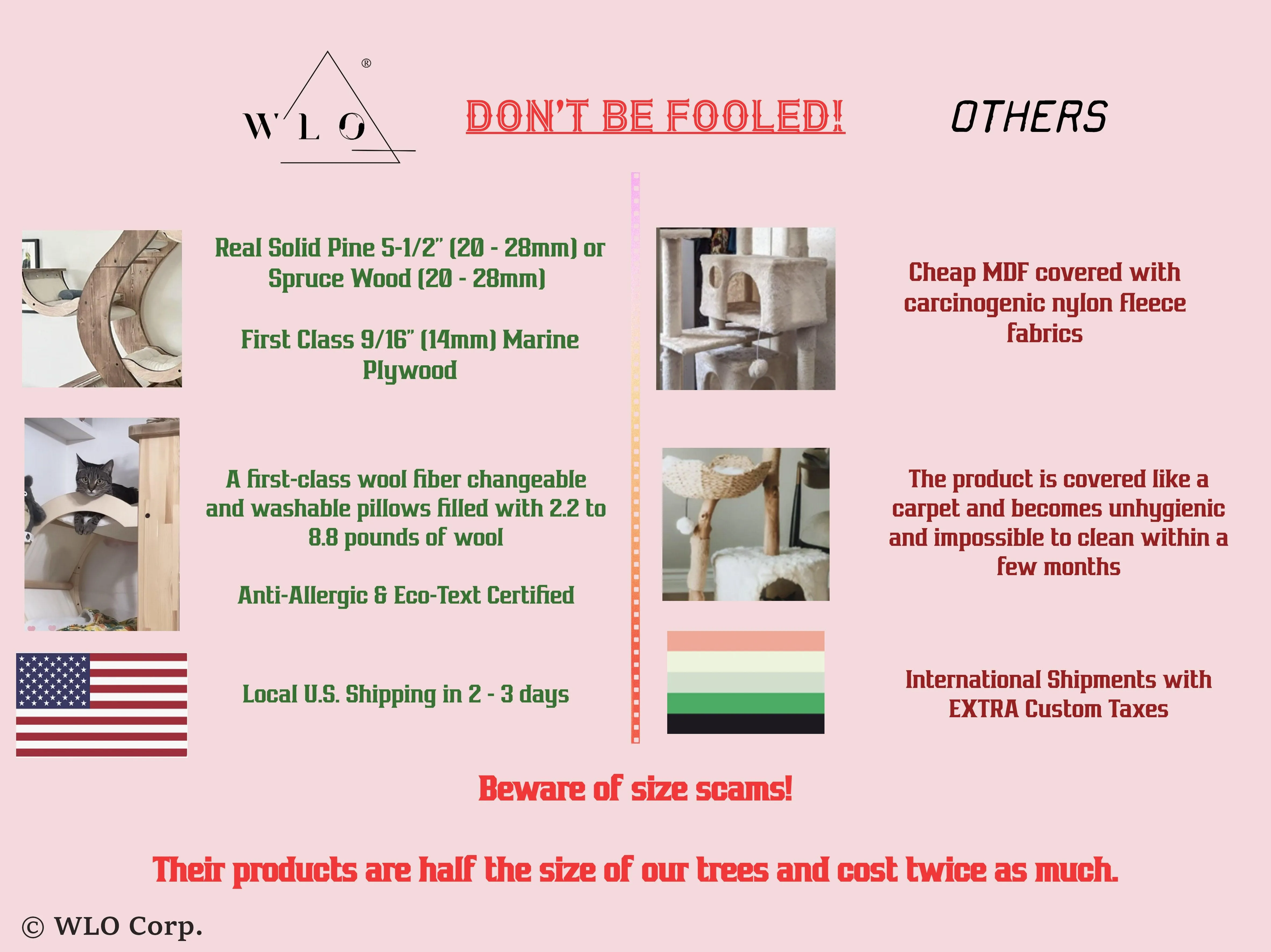 WLO® Natural Rounded Compact Cat Shelf