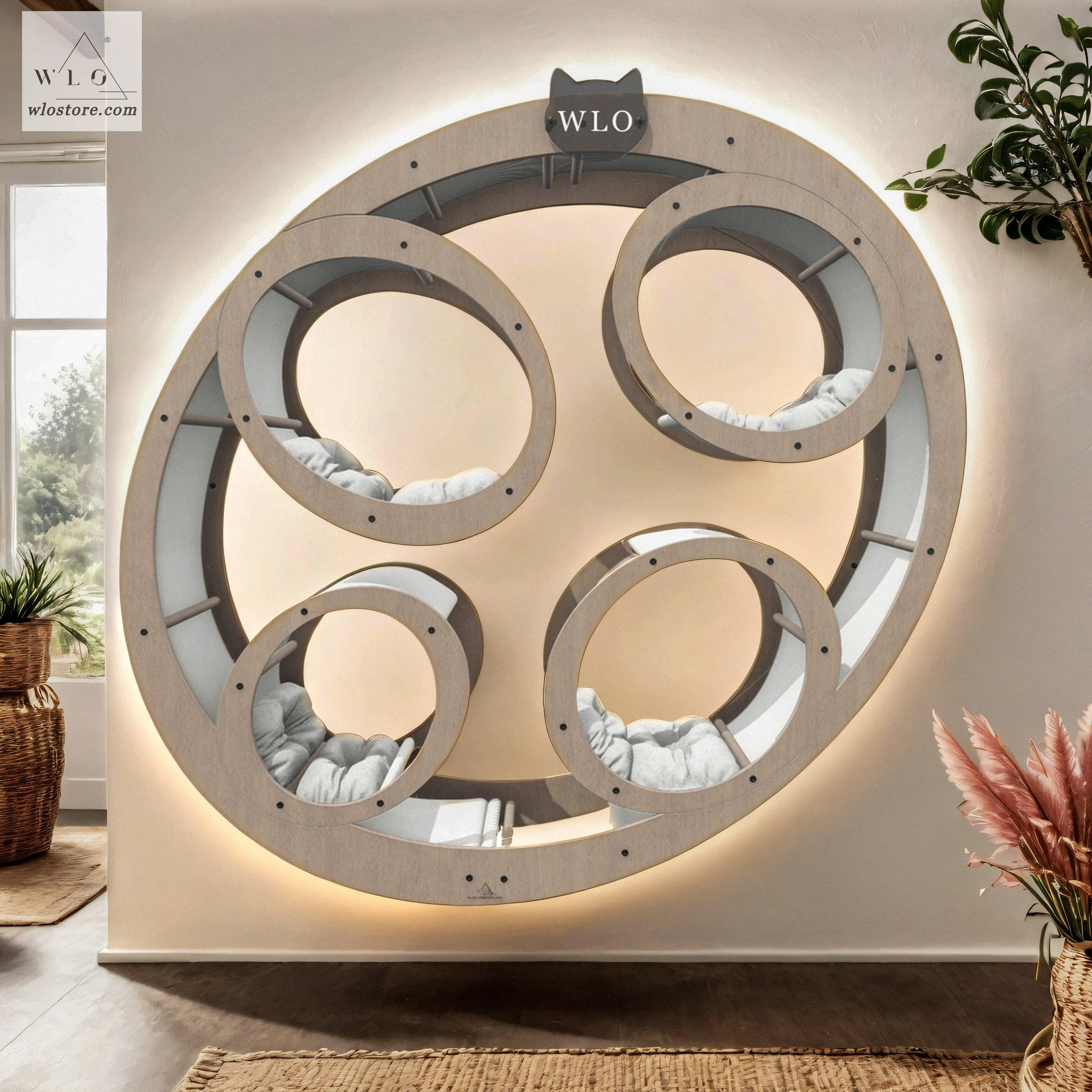 WLO® Natural Rounded Compact Cat Shelf