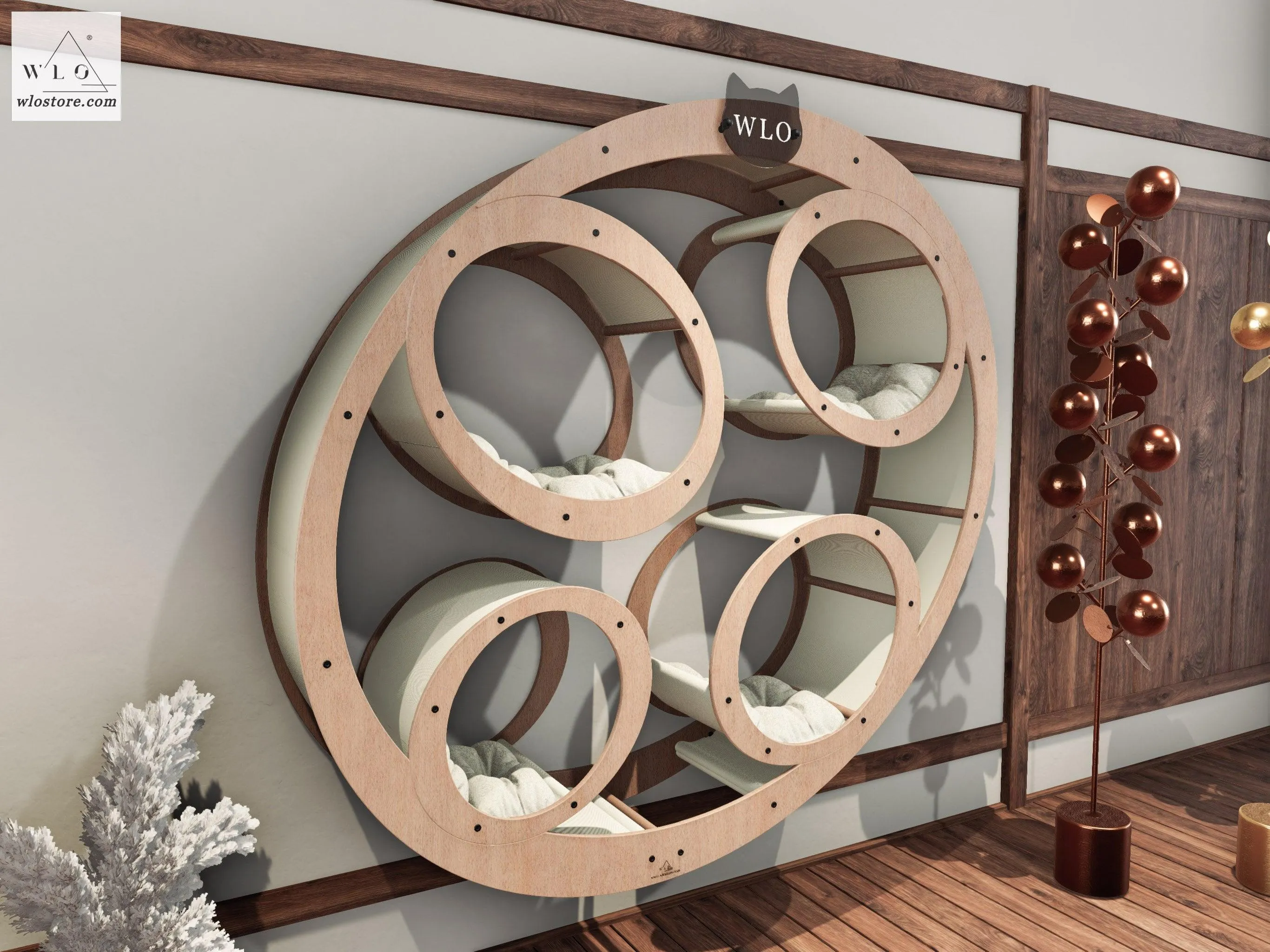 WLO® Natural Rounded Compact Cat Shelf
