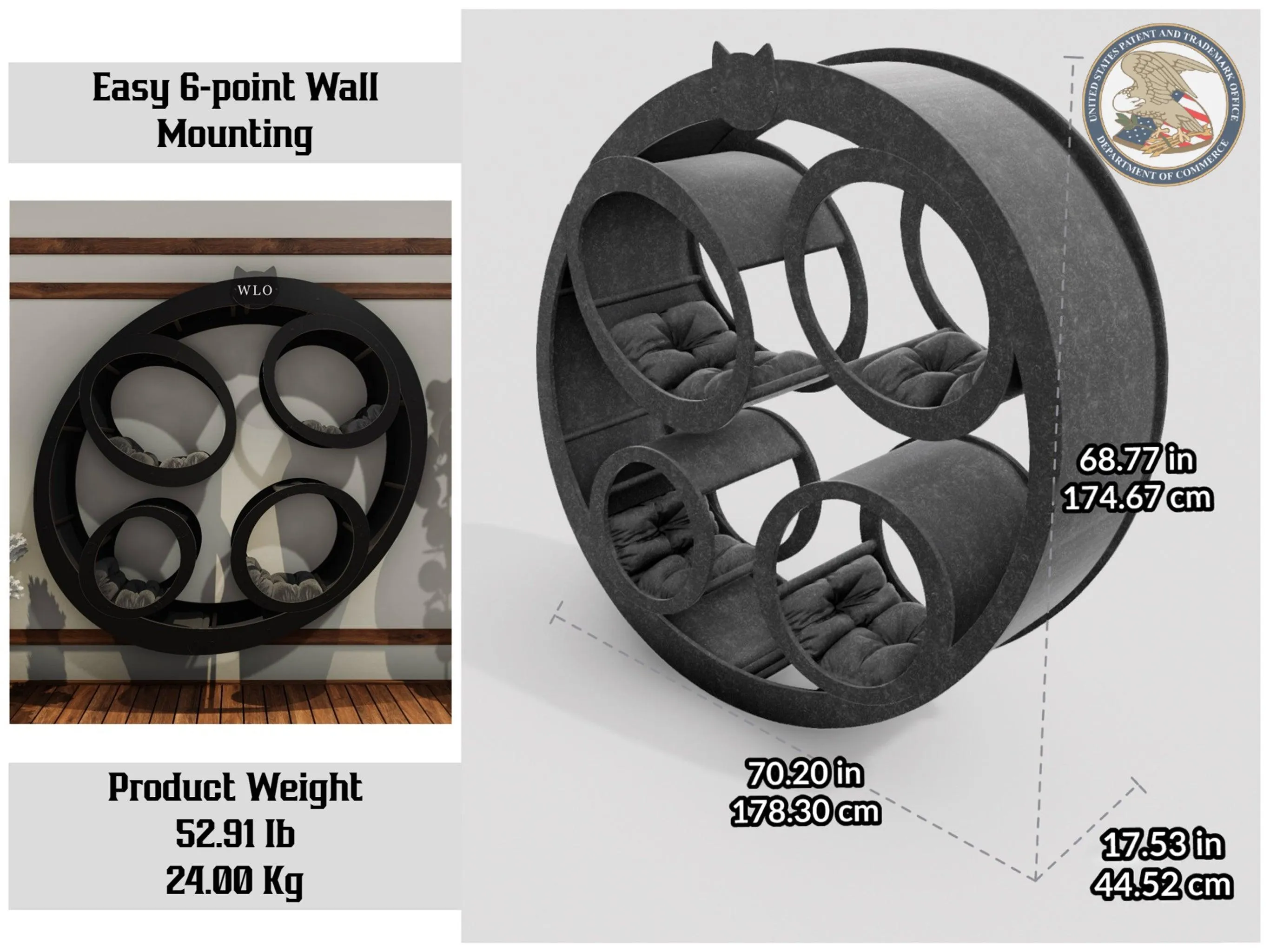 WLO® Natural Rounded Compact Cat Shelf