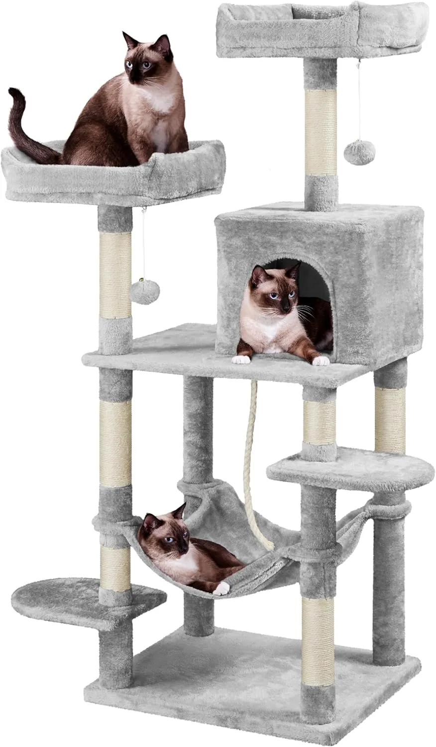 Yaheetech 59 inches Multi-Level Cat Tree Tower Condo Furniture w/Scratching Posts, Stand House Activity Center for Indoor Cats, Kitten, Pet